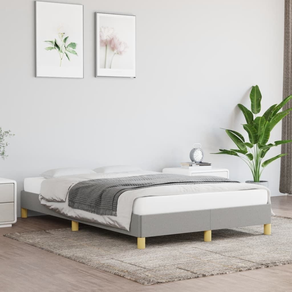 The Living Store Bettgestell Hellgrau 120x200 cm Stoff