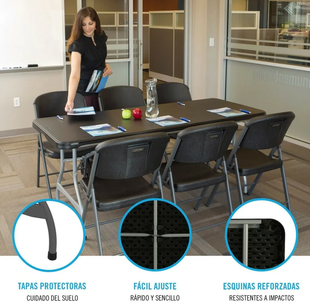 Table pliante robuste Lifetime 182 cm en résine blanche et acier époxy
