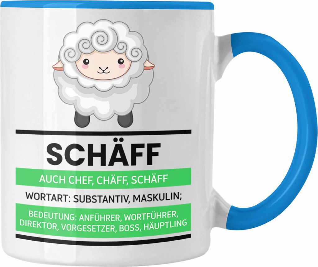 Trendation - Schäff Chef Tasse Geschenk Von Team Bester Chef Geschenkidee Lustiger Spruch Schaf Tasse (Blau)