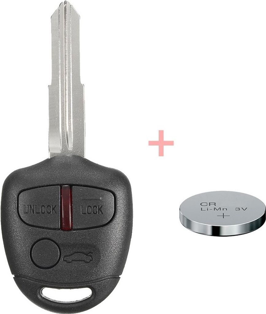 Auto Schlüssel Funk Fernbedienung 1x Gehäuse 3 Tasten + 1x Rohling MIT8 + 1x CR1616 Batterie kompatibel mit Mitsubishi