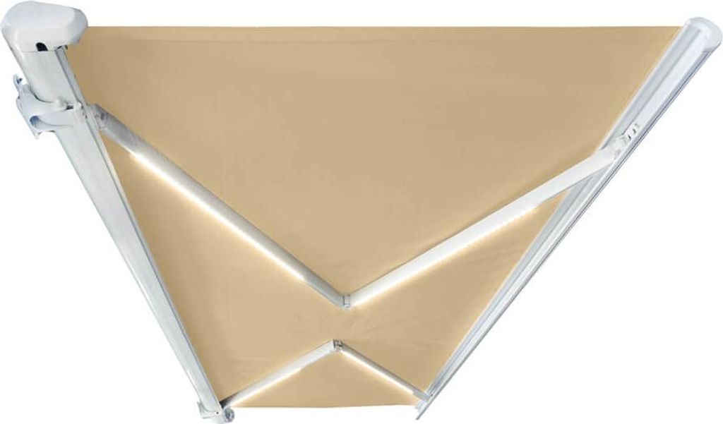 HOME DELUXE - LED Vollkassettenmarkise ELOS 585 x 300 cm Sandfarben Garten Markise Sensoren