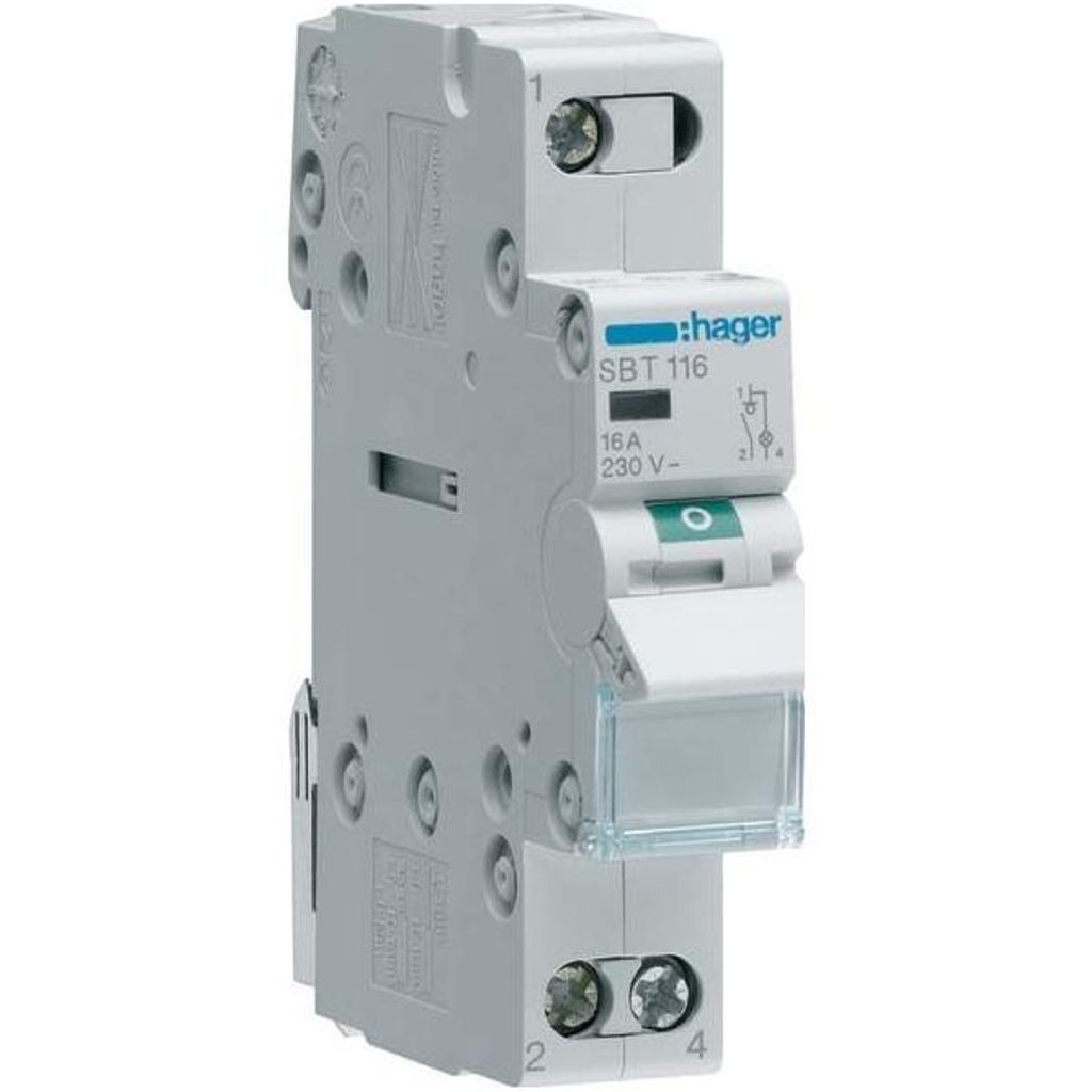 Hager SBT116, 1P, Grau, 440 V, 50 - 60 Hz, 17,5 mm, 83 mm Produktbild 