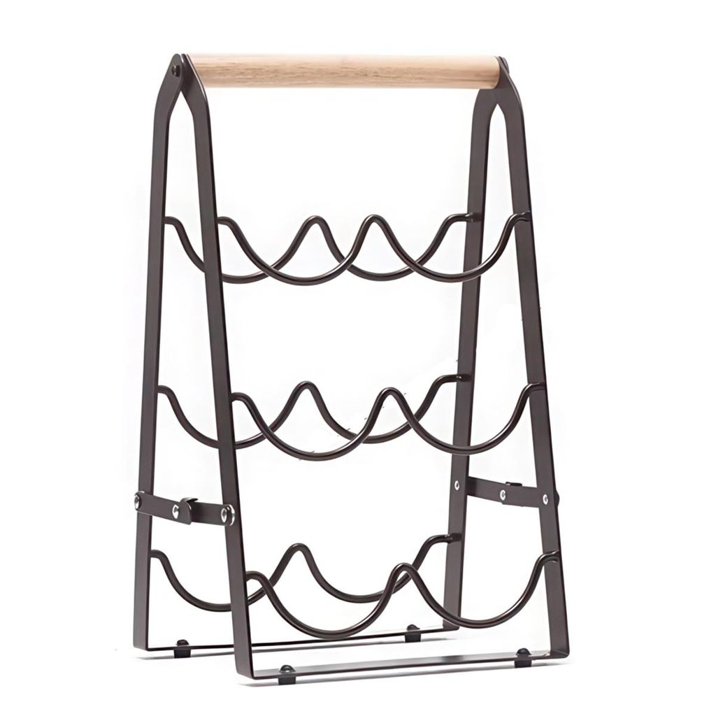 Weinregal, Faltbares Holzregal, Bietet Platz Für 6 Flaschen Wein, Freistehendes, 3-stöckiges Weinregal Für Hausbar, Schrank, Küche, Weinkeller