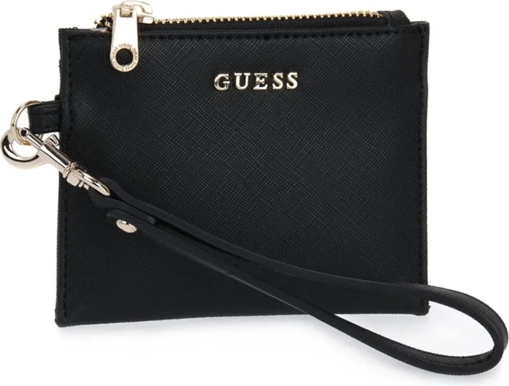 Guess P3154BLA Portefeuille Noir - Small Flat Top Zip avec Fermeture