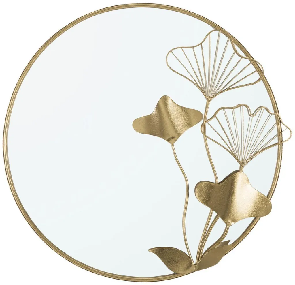 FURNLUX Miroir Mural Fleur Or 75cm - Miroir Décoratif Design Floral Chic