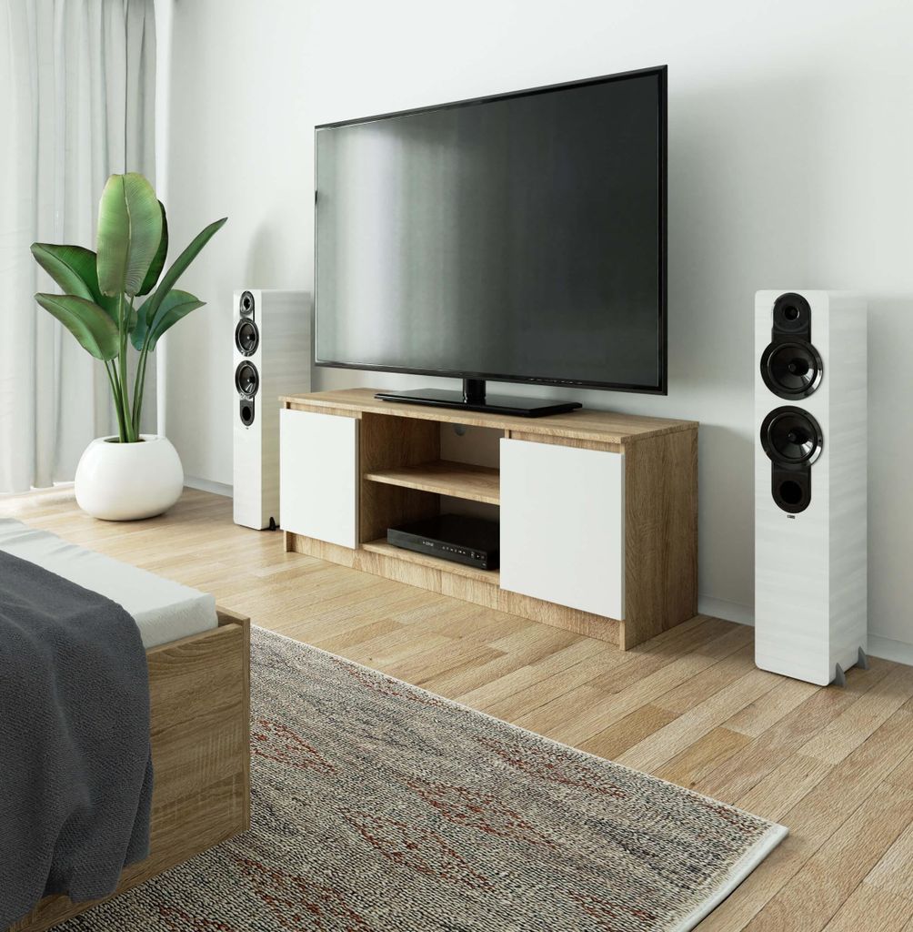 TV-Lowboard 140cm Fernsehtisch 2 Türen TV-Schrank 55cm hoch 40cm tief CLP