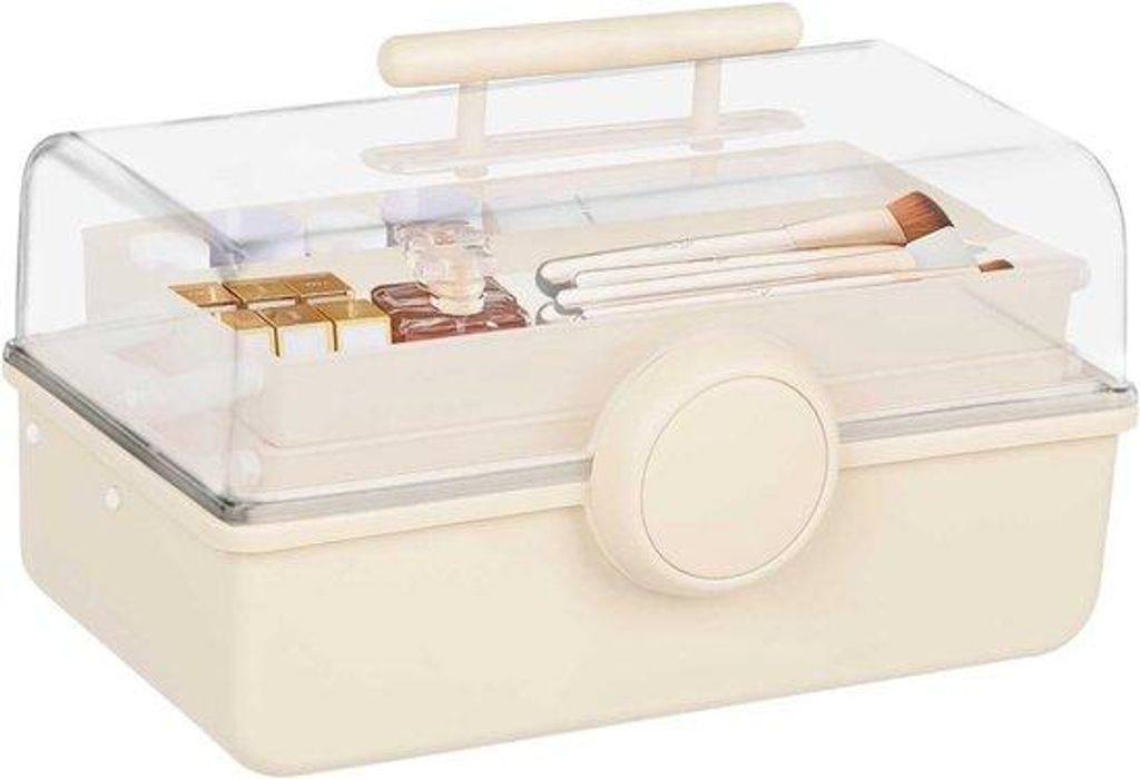 Multifunktionale Werkzeugbox, tragbare Kiste für Handwerkerbedarf, mit verstellbaren Verteilern, geeignet für Nähzeug, Kosmetik und Haaraccessoi...