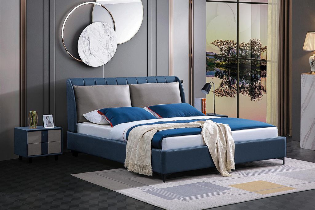 Designer Polster Doppelbett Betten Bett Schlafzimmer Ehebett Textil Leder Neu