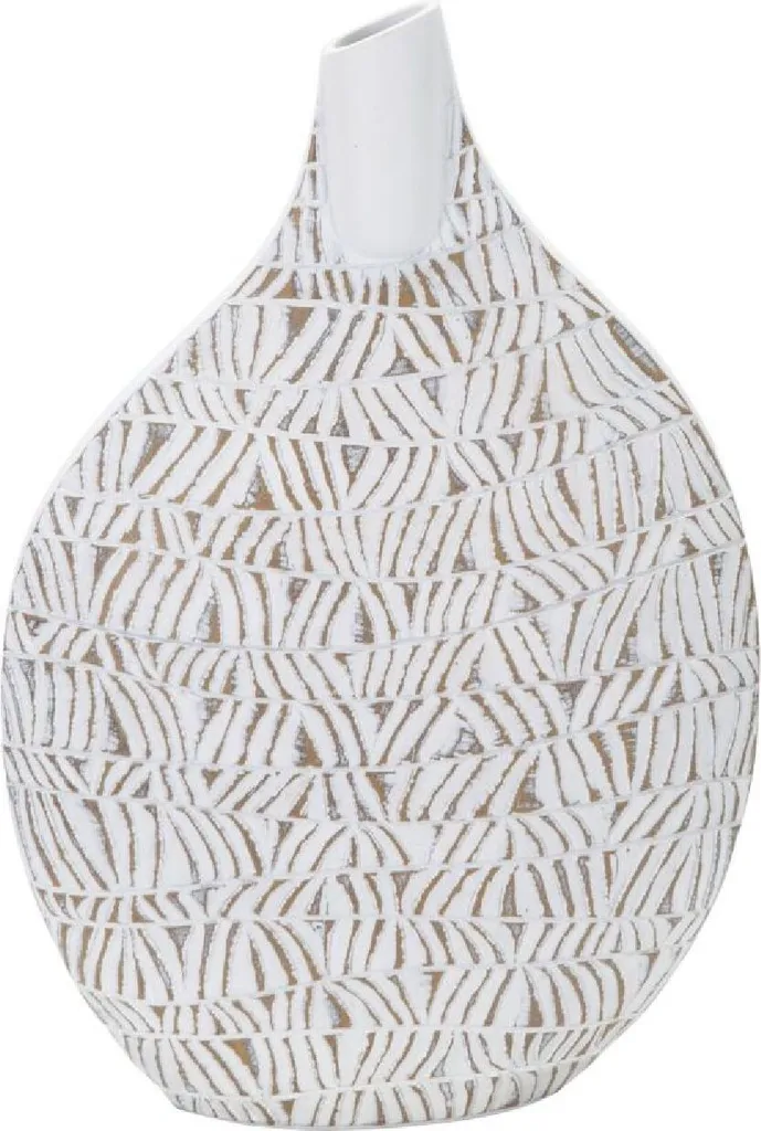Mauro Ferretti Vase Nairobi 46cm Blanc Lavé en Magnésie Design Chic