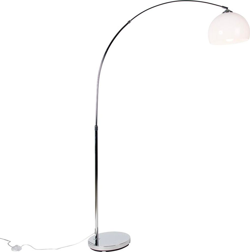 Smarte Bogenlampe Chrom mit Weißem Schirm inkl Wifi A60 Arc Basic