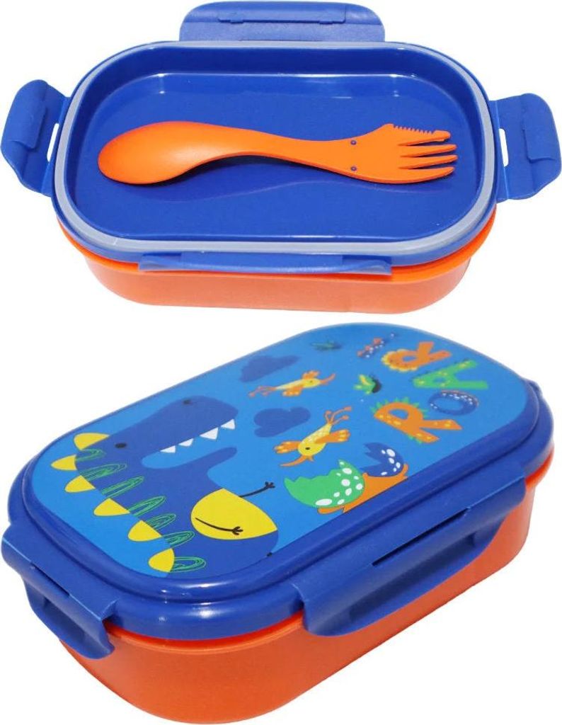 Dino Roar 2 tlg Kinder Lunch Set Brotdose Göffel Gabel Löffel 21 x14 x 6 cm