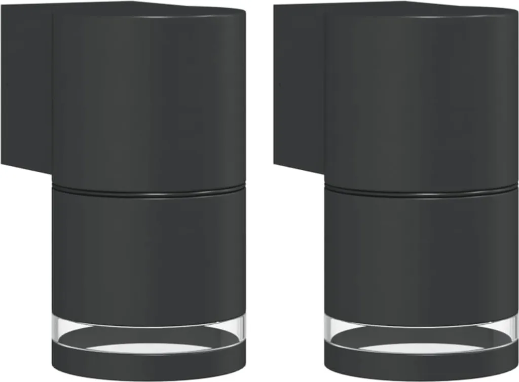 Luminaires extérieurs pour jardin et terrasse - 2 lampes noires alu
