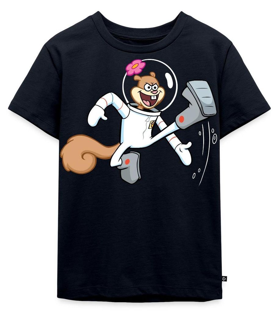 Spreadshirt Spongebob Schwammkopf Sandy Cheeks Design Kinder Premium T-Shirt, 110/116 (4 Jahre), Navy