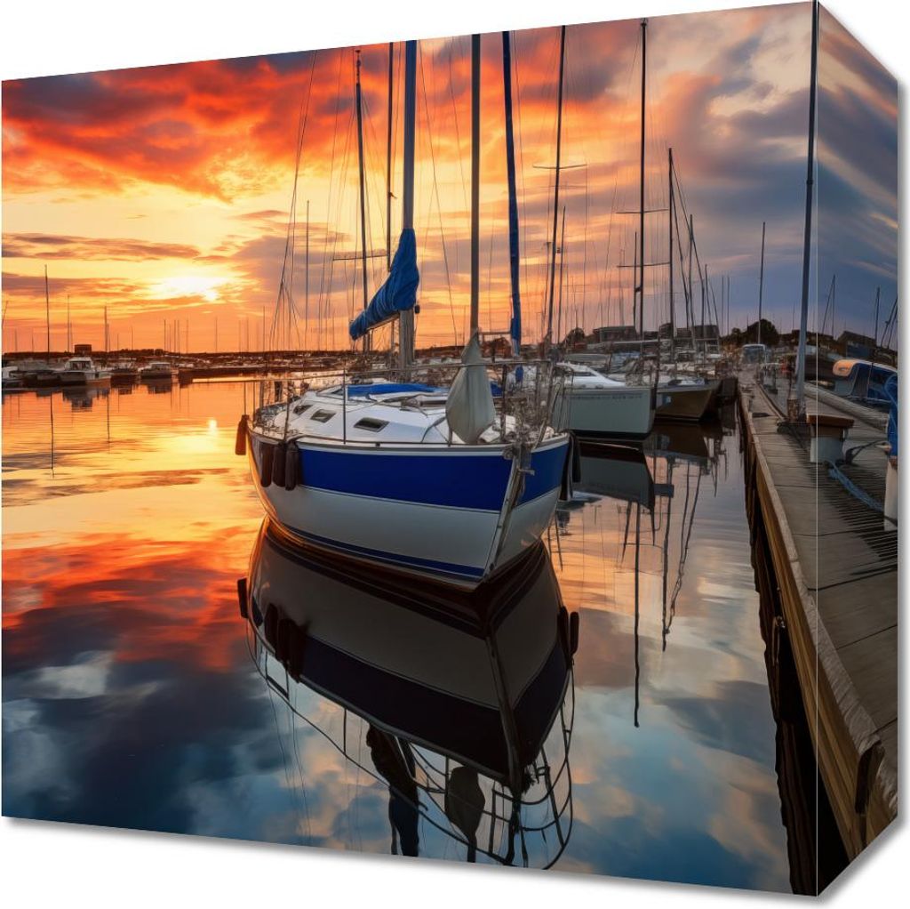 Bild 30x30cm Sonnenuntergang in der Marina