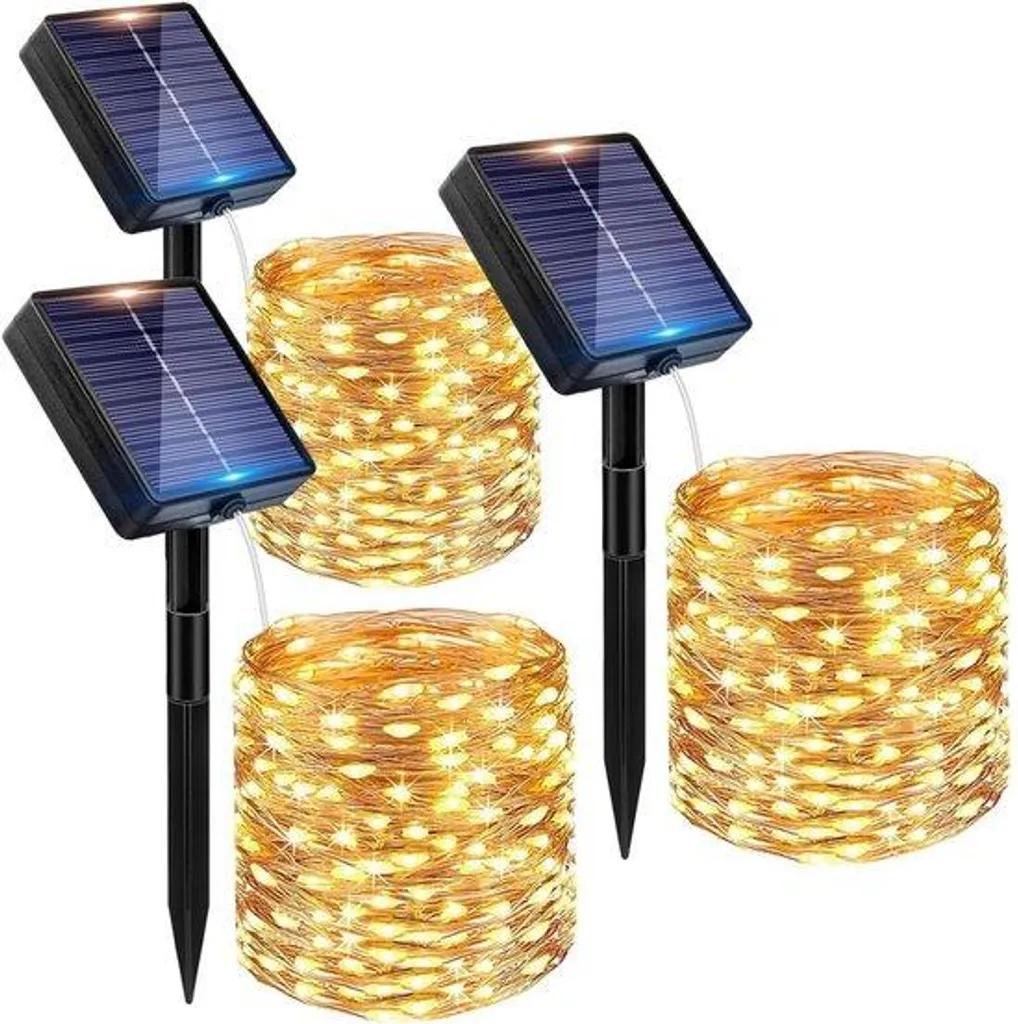 Guirlande solaire pour mariage et fête - 12m 100 LED blanc chaud