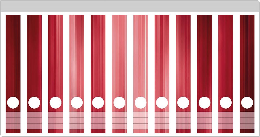 Wallario Ordnerrücken Sticker, selbstklebend für schmale Ordner, 12 Stück, Motiv Rot und schwarz gestreift - Abstraktes Streifenmuster