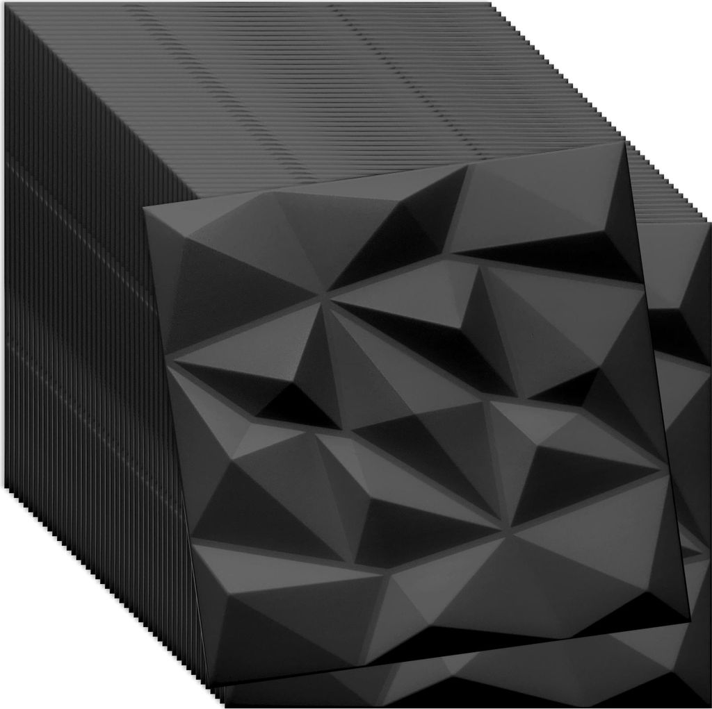 Verdico | 3D Wandpaneel Polystyrol - 50x50 cm - Schwarz - Elegantes Design - 40 Stück für stilvolle Räume, Wand- & Deckenverkleidung