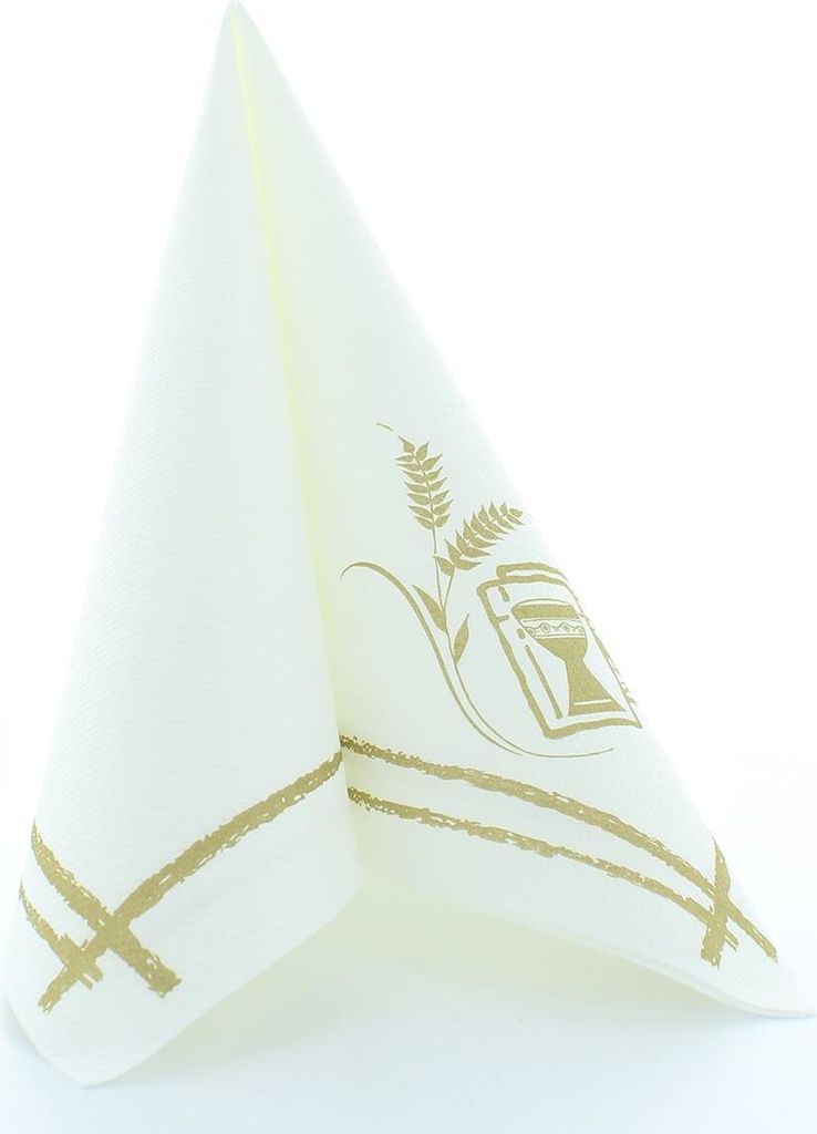 Airlaid Serviette Kommunion in Gold, 40 x 40 cm, 50 Stück - Produktbild 