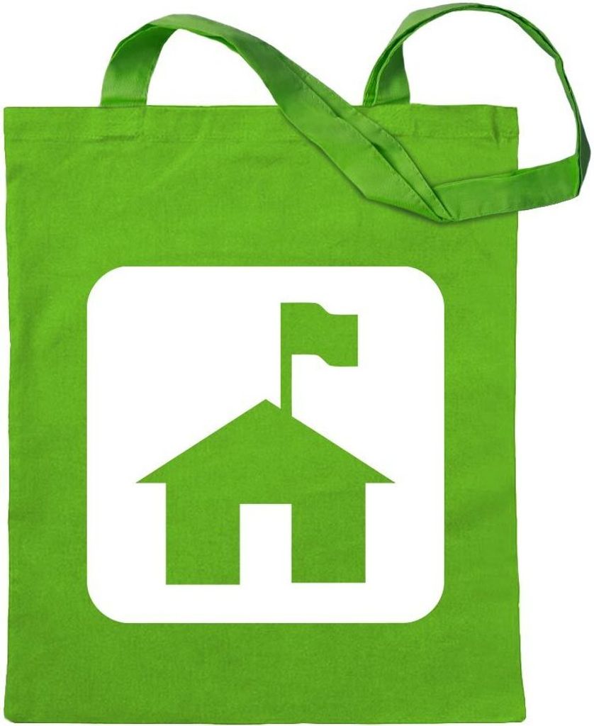 Kiwistar - Baumwolltasche - hellgrün - Schutzhütte Kochplatz Piktogramme - Tragetasche Stoffbeutel Umhängetasche Langer Henkel