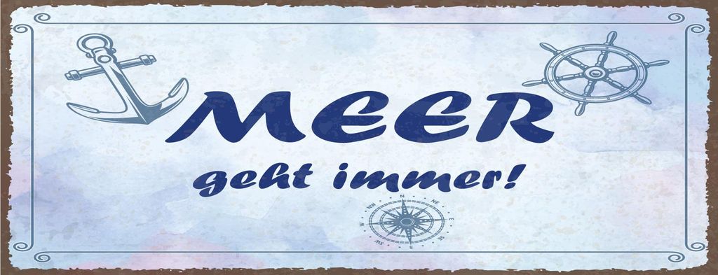 vianmo Holzschild 10x27 cm Meer geht immer Anker