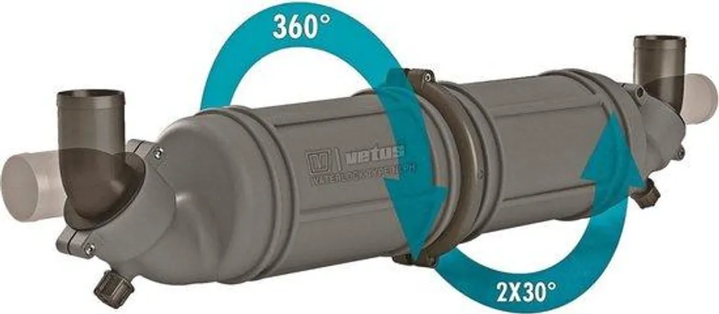 Silencieux VETUS NLPH75 avec Raccords Rotatifs pour Tuyau de 75 mm