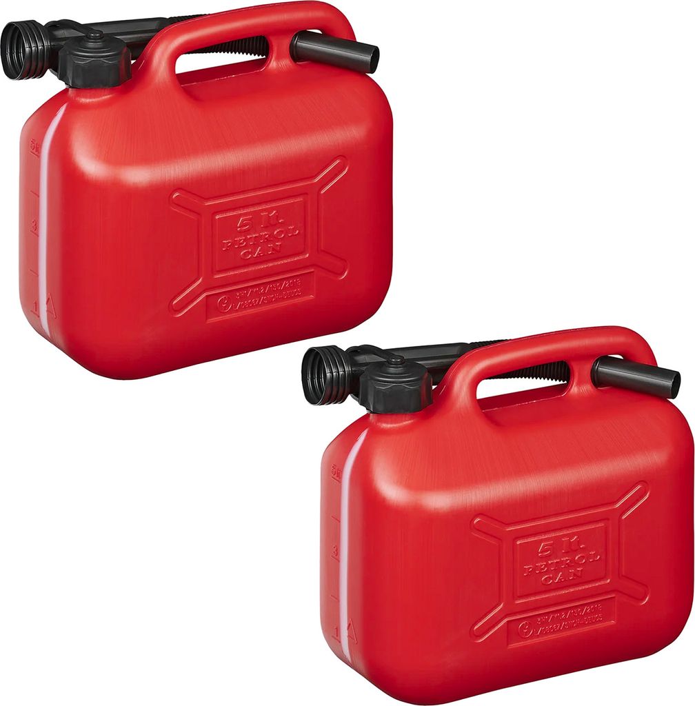 2x Kraftstoffkanister 5L Kunststoff red Reserve Benzinkanister Diesel UN- Camping