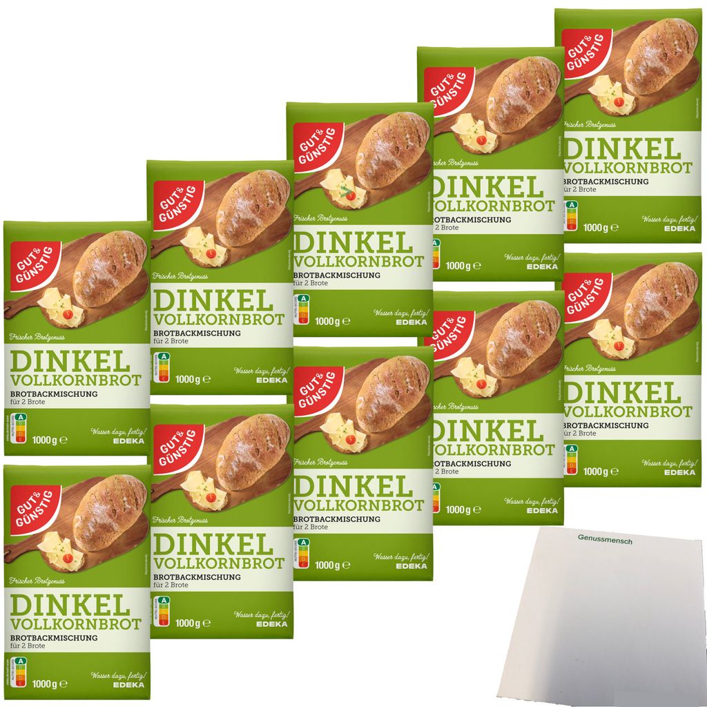 Gut & Günstig Brotbackmischung Dinkelvollkornbrot VPE (10x1000g Packung) + usy Block