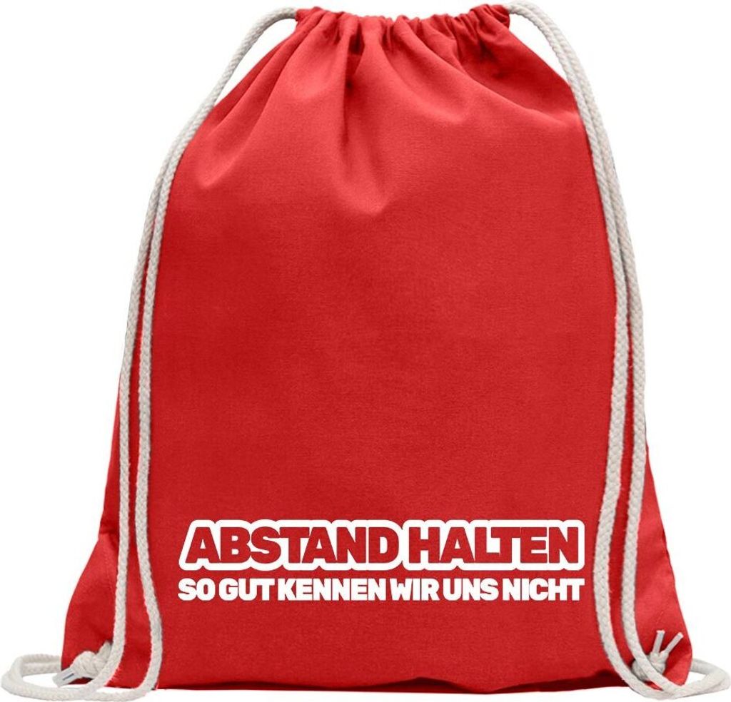 Kiwistar - Turnbeutel - rot - Abstand halten! - Back off - Fun Rucksack Sport Beutel Gymsack Baumwolle mit Ziehgurt