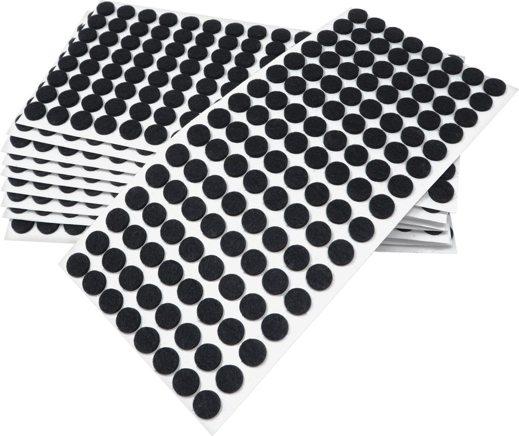 Adsamm | 1280 x selbstklebende Filzgleiter / Schwarz / Ø 12 mm / rund / Möbelgleiter aus Filz mit 3.5 mm Stärke
