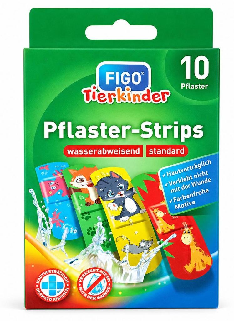 FIGO Wundverband Kinder 10er Strips Zoo Motive