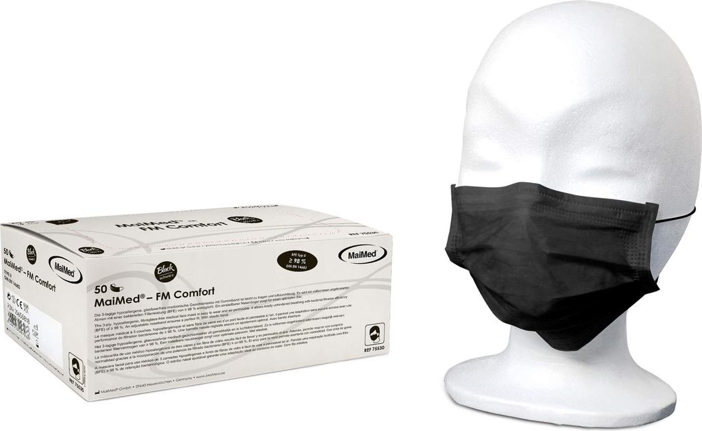 MaiMed-FM-Comfort Gesichtsmaske mit Gummiband schwarz Produktbild 
