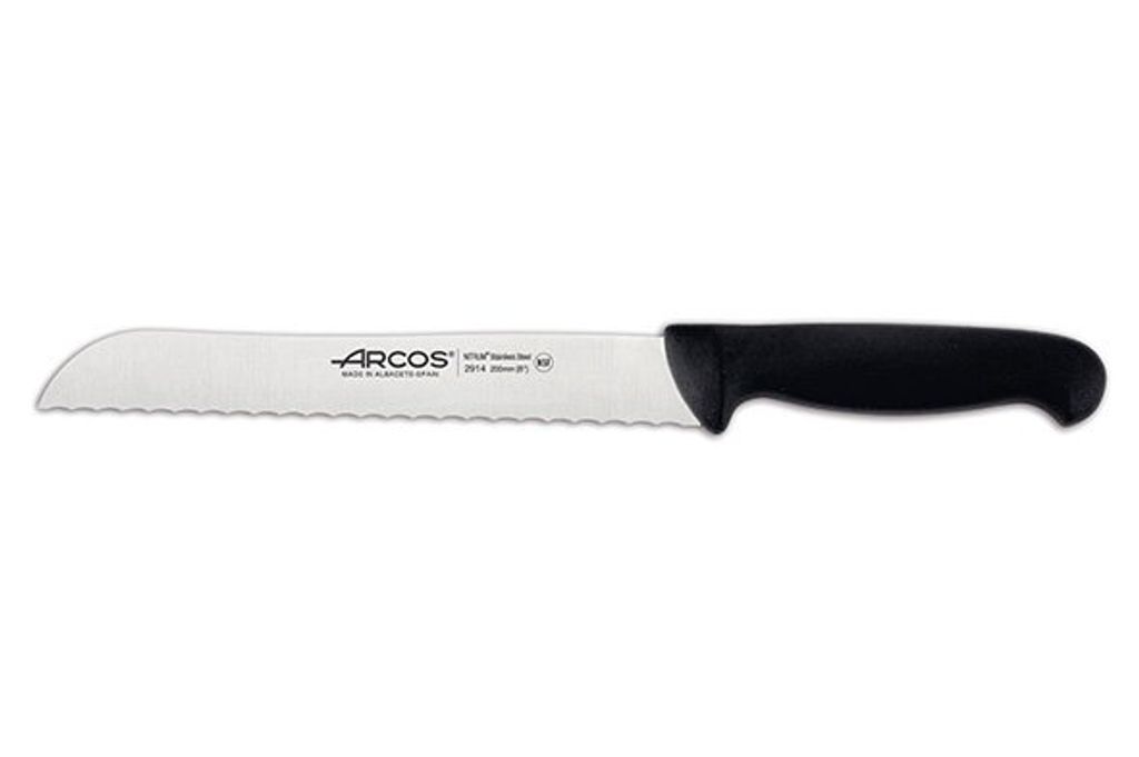 Brotmesser (perlmuttartig) Arcos Farbe - Prof 291425 Edelstahl Nitrum und mango ergonomische schwarze Polypropylenklinge und 20 cm Klinge, Vitrine
