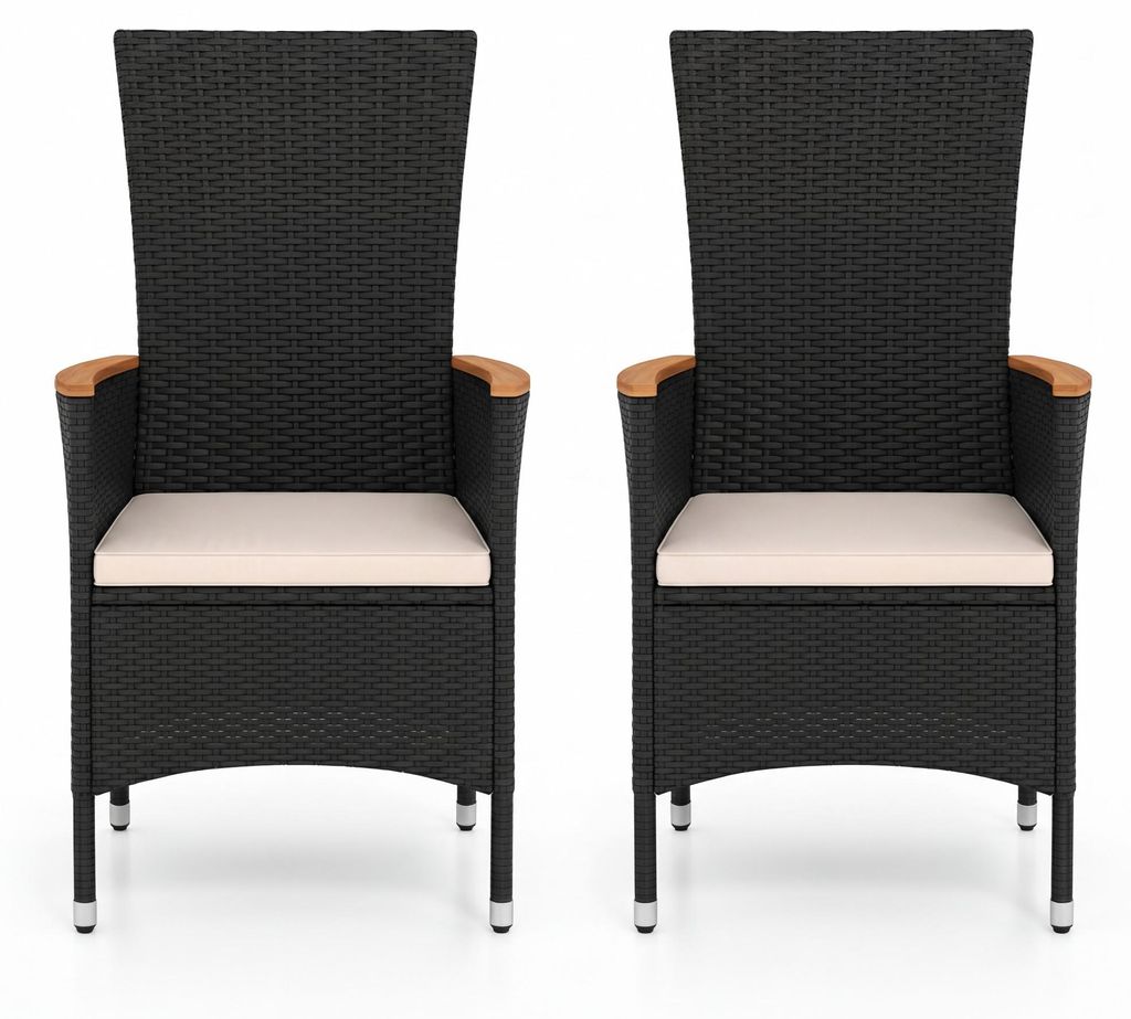 KOMFOTTEU Gartenstühle 2er Set, Balkonstuhl aus Polyrattan, Produktbild 
