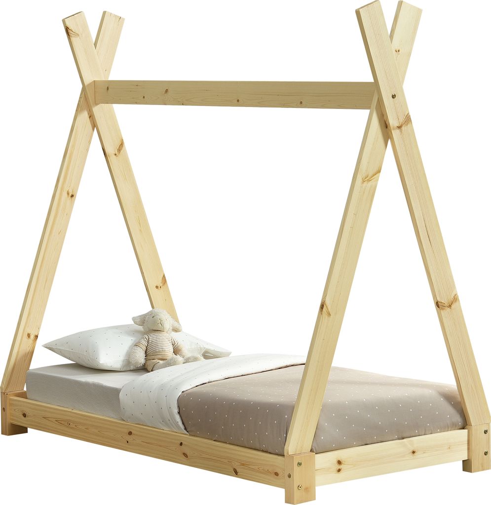 [Letto per bambini 70x140cm in legno naturale con design Immagine del prodotto 