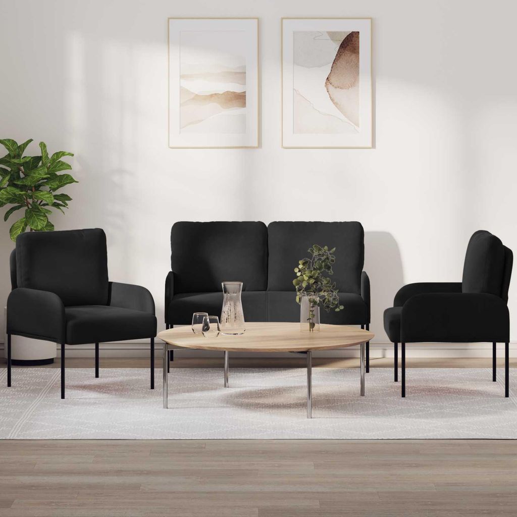 "Neues Produkt" Sofagarnituren 3 pcs - CLORIS - Schwarz 115x56x80 cm Sperrholz - Klassische Sofas V2324