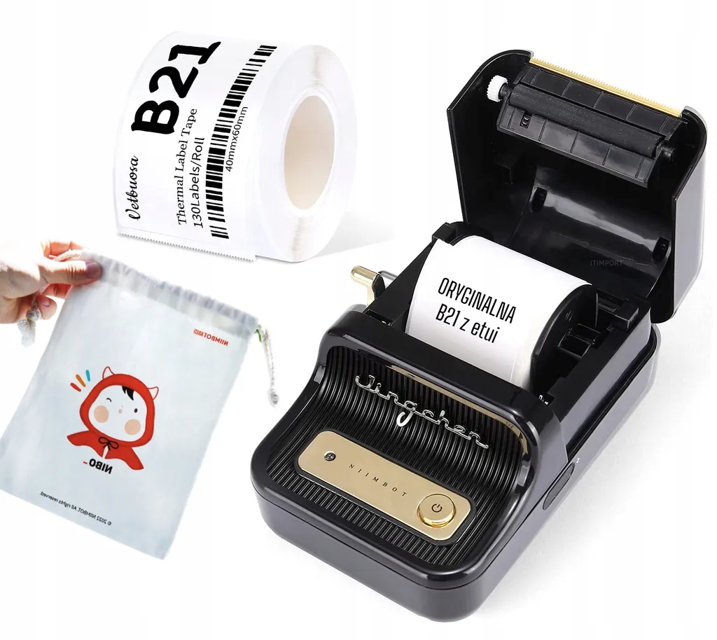 NIIMBOT B21 Stampante Intelligente per Etichette - USB-C e Bluetooth 203DPI