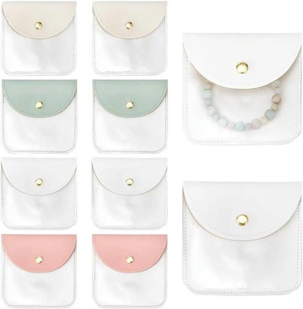 Pochette cuir PU 10x10 cm lot de 8 multifonction 4 couleurs mode voyage
