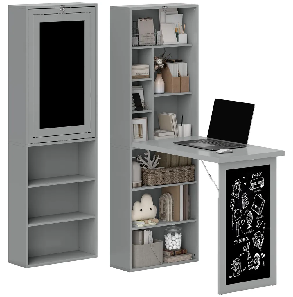 Bureau Rabattable Mural pour Petit Espace - Solution de Rangement Malin