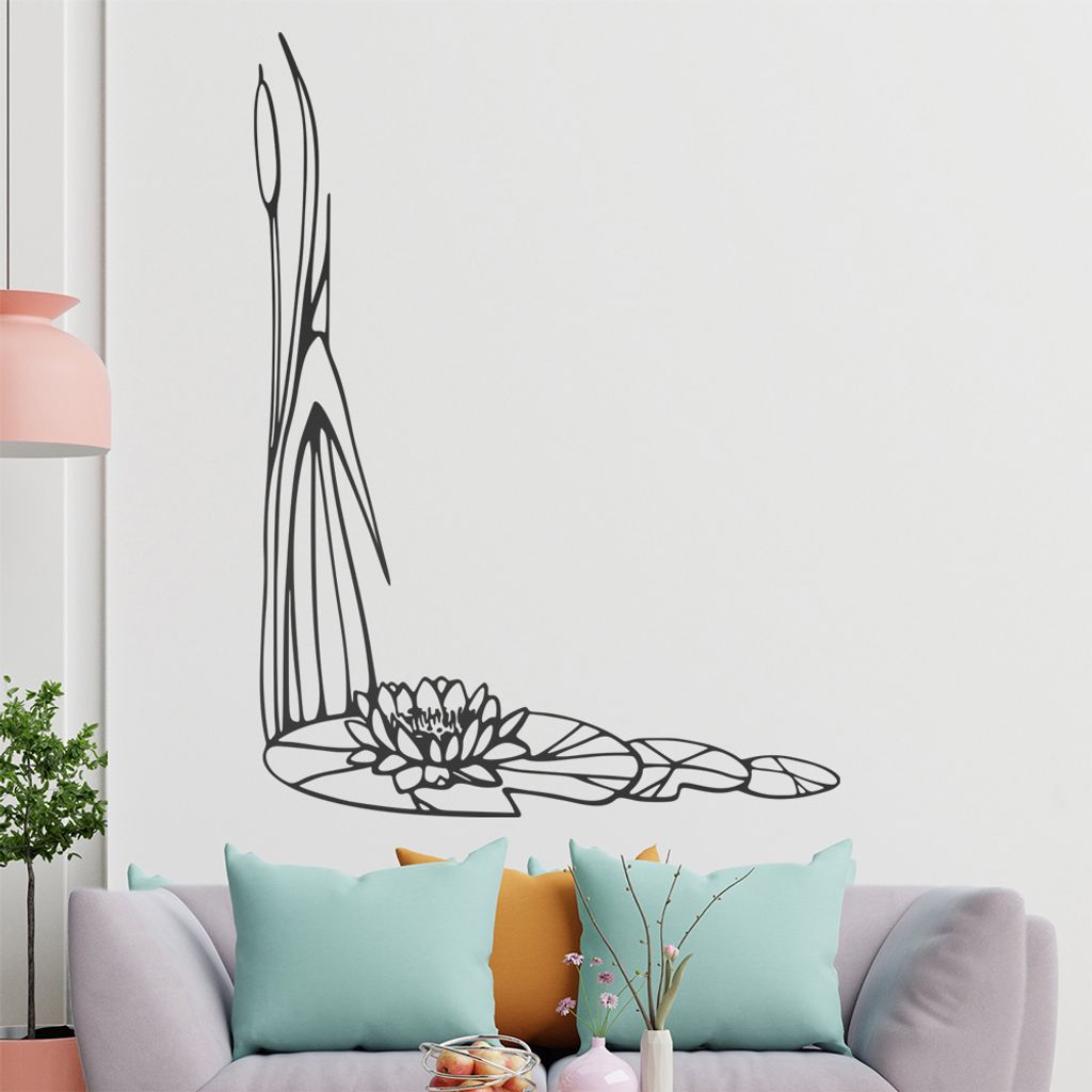 Seerose - Pflanzen Wandtattoo in 6 Größen - Wandaufkleber Wall Sticker - Dekoration, Küche, Wohnzimmer, Schlafzimmer, Badezimmer