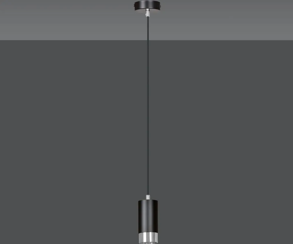 Suspension Fumiko 1 Noir Chrome 30W - Luminaire Minimaliste Orientable GU10