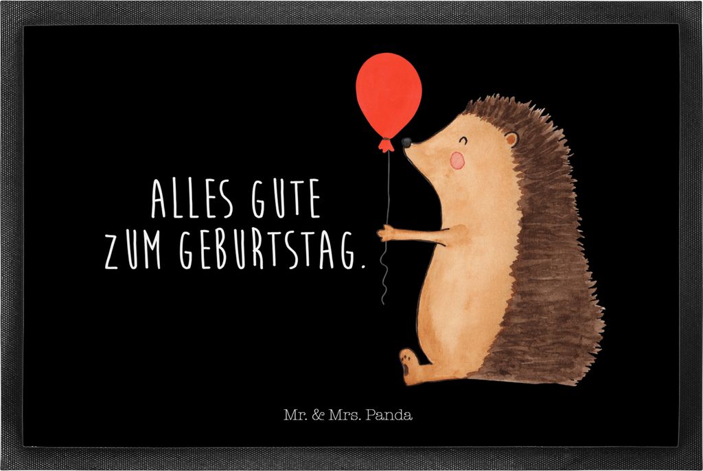 Mr. & Mrs. Panda Türmatte Igel Luftballon 50 x 75 cm - Schwarz - Geschenk, fußmatte, Schmutzmatte, Lustige Sprüche, Bodenvorleger, Schuhabstreif...