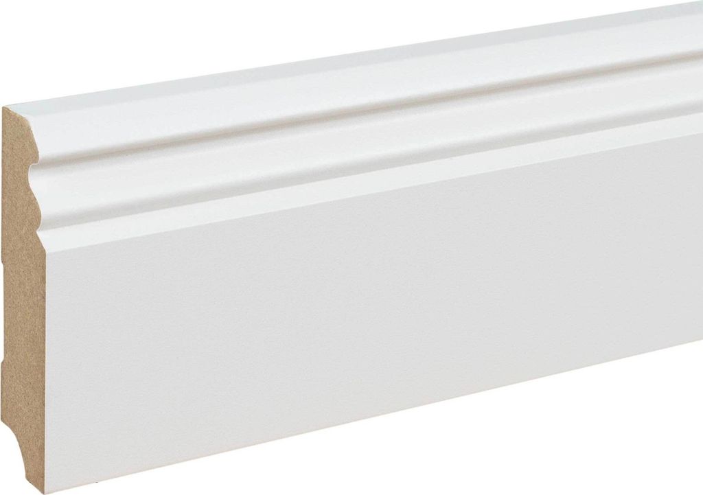 Sockelleiste MDF Berliner Profil 19 x 80 x 2400 mm Weiß MDF-Kern foliert Fußleiste by PROVISTON 12 Meter | 5 Stück