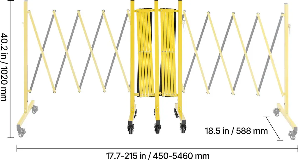 Clôture mobile de sécurité en métal accordéon rétractable de 5,46m - 8