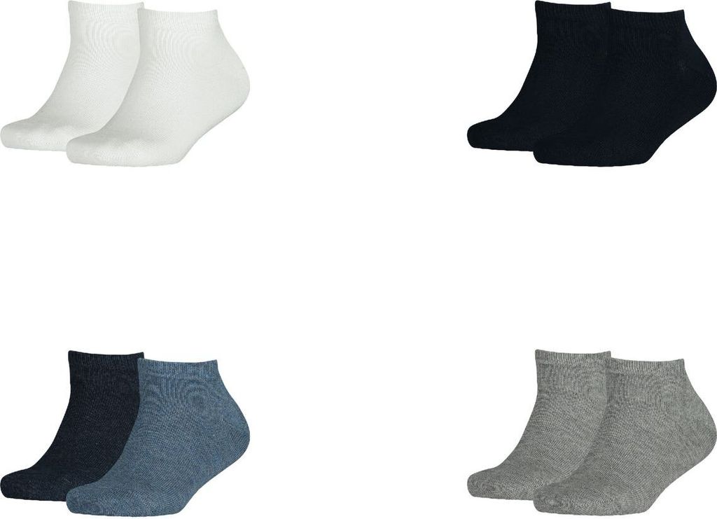 TOMMY HILFIGER Kinder Sneaker Socken, 2er Pack - Teen, TH, Baumwolle, Uni, 23-42 Grau 35-38