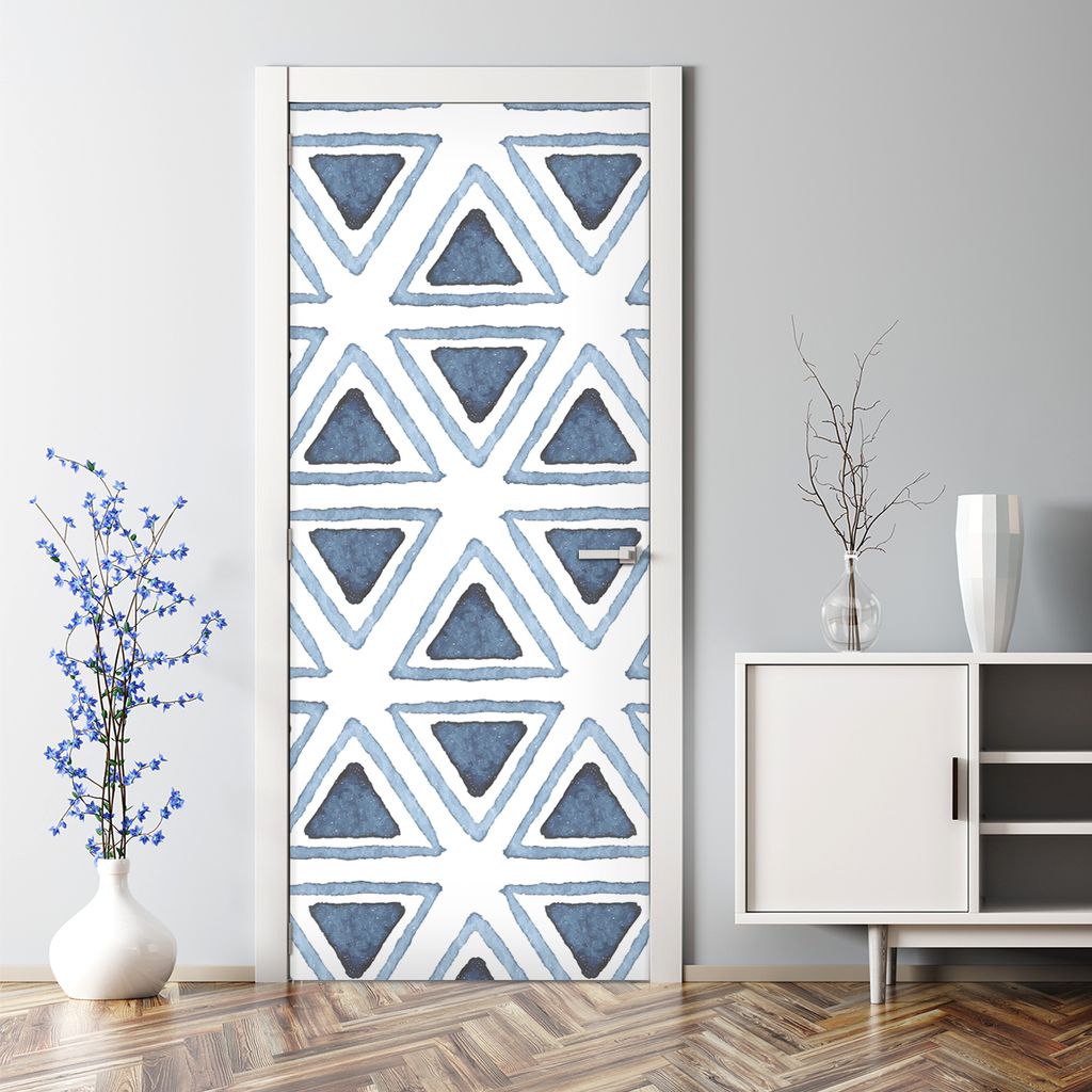 Dekorative Türtattoo selbstklebend Klebefolie Tapete Tür Tattoo Aufkleber Aquarell Dreiecke 85 x 200 cm