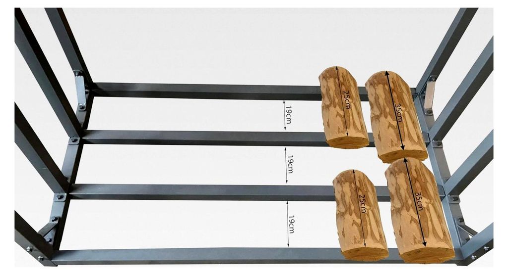 2 Stück Metall Kaminholzregal Anthrazit 130 x 70 x 185 cm Garten Kaminholzunterstand 3,2 m³ / 4-5 SRM Kaminholzlager Stapelhilfe Außen