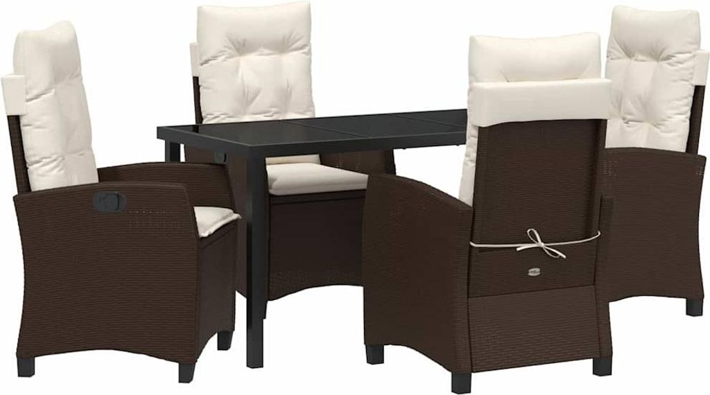 Garten Essgruppe mit Kissen 5 pcs Braun Poly-Rattan