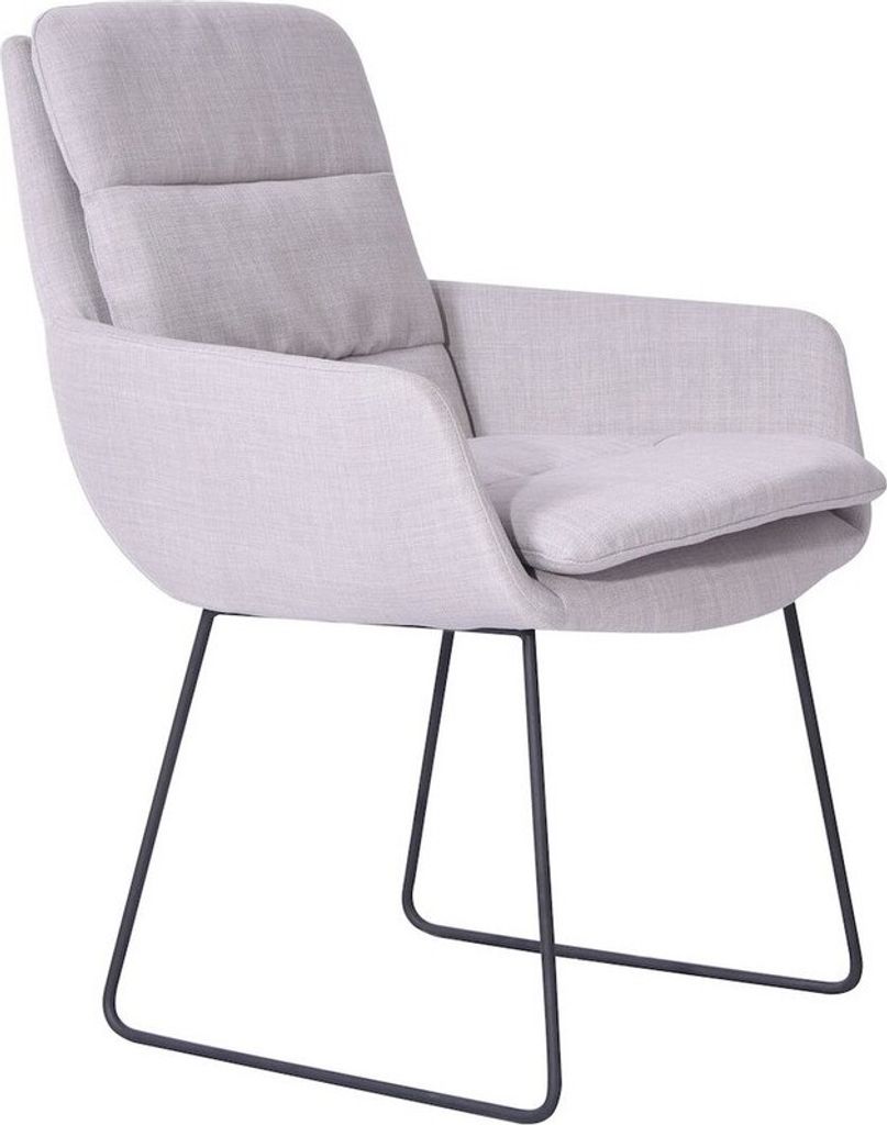 KAWOLA Stuhl VINCE Esszimmersessel Stoff hellgrau Kufenfuß schwarz