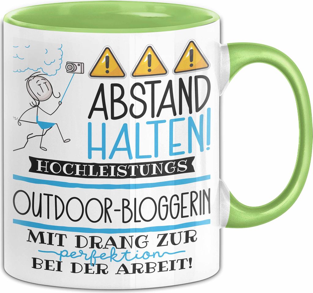 Outdoor-Bloggerin Tasse Geschenk Lustig Abstand Halten Hochleistungs-Outdoor-Bloggerin Mit Drang Zur Perfektion Bei Der Arbeit (Grün)