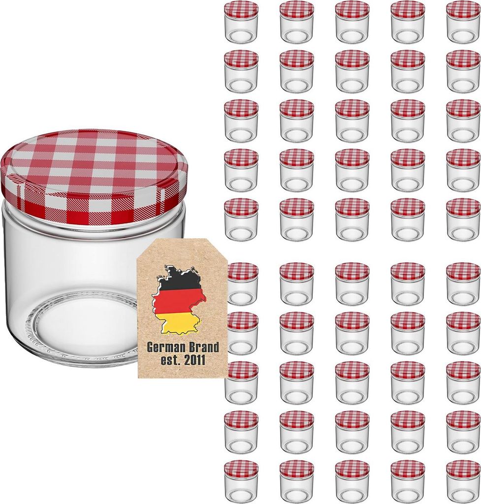 Intirilife 50 Stück Einmachgläser mit Deckel - 150 ml - 6.5 x 6.5 cm Kleine Sturzgläser Marmeladengläser Vorratsgläser mit Schraubdeckel, Gew...
